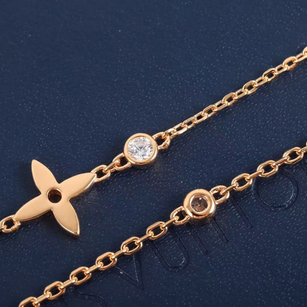 Louis Vuitton Gold-Tone Diamond Cross Necklace